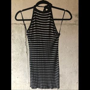 Black & white fitted cotton dress